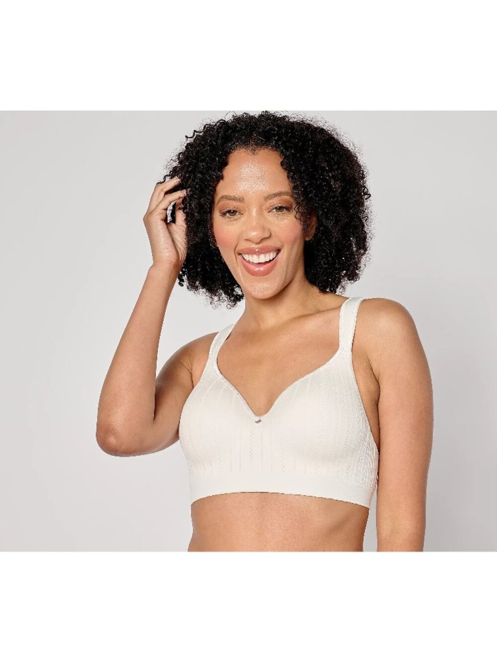 Breezies Bra Size 40C Seamless Pointelle Wirefree T Shirt Vanilla Lounge NEW